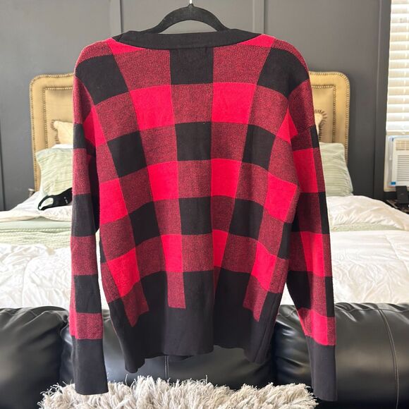 Tommy Bahama Women’s Buffalo Plaid Cardigan Sweater Medium Jeweled Buttons - Picture 3 of 10